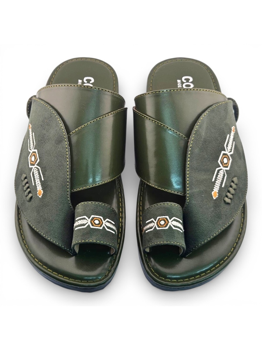 Green Embroidered Arabic Sandals