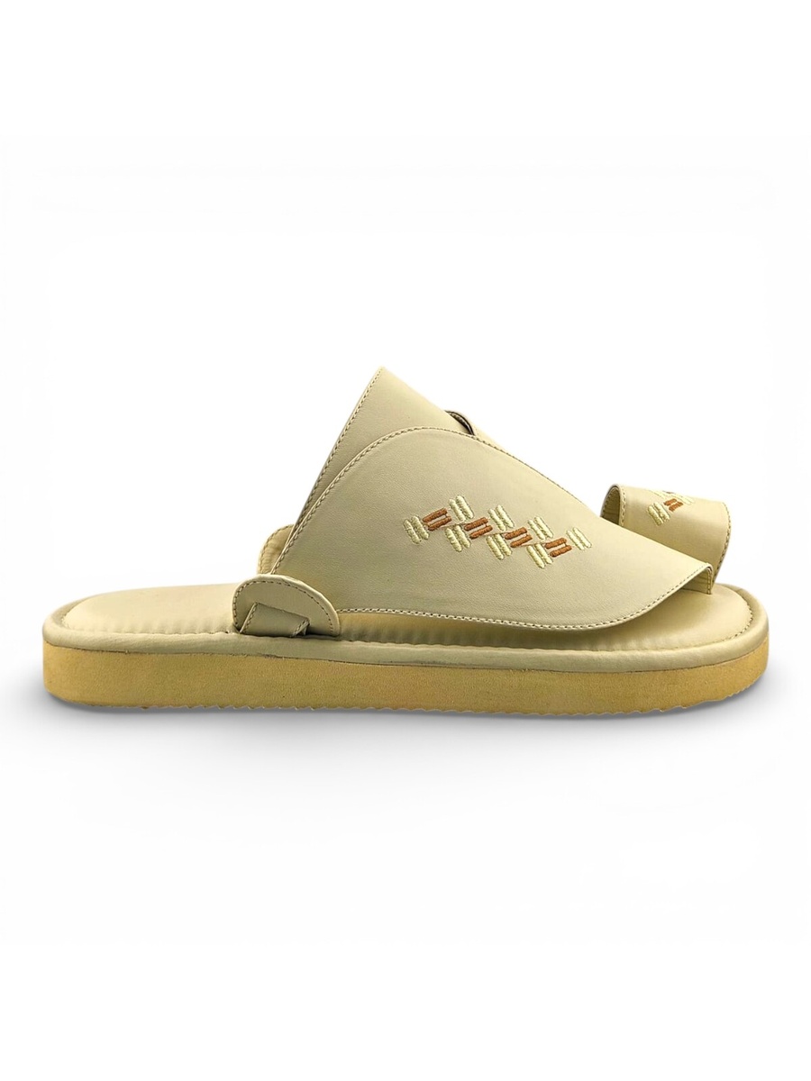 Cream Men Arabic Sandals - Traditional Comfort Slip-Ons
