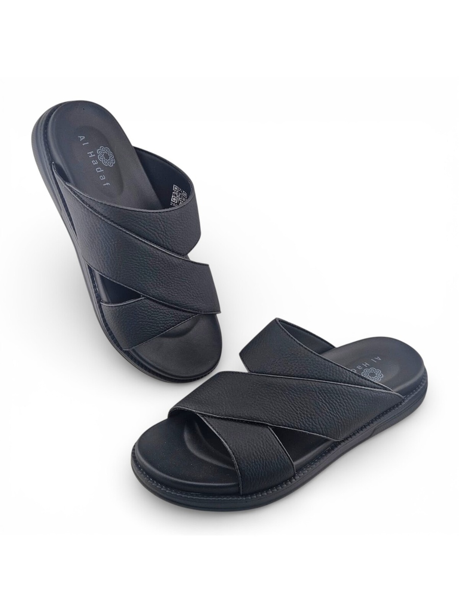 Black Comfort Open Toe Slide Sandals