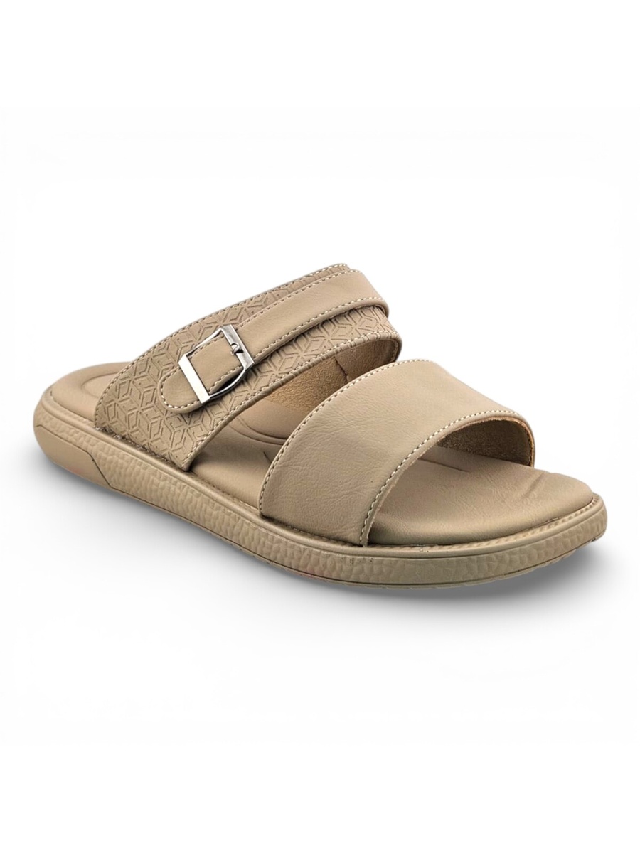 Beige Comfort Open Toe Slide Sandals