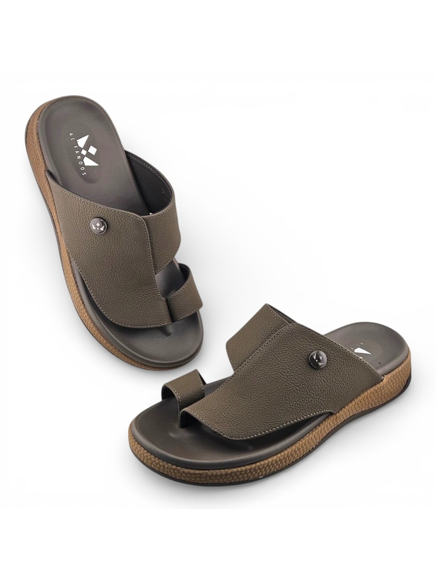 Men Olive Casual Leather Sandals