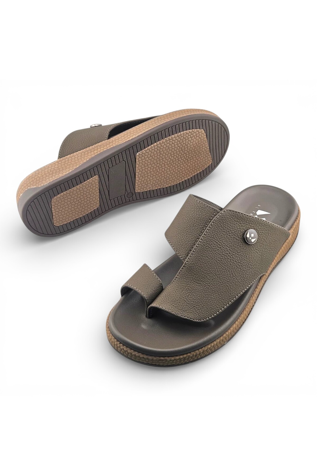 Men Olive Casual Leather Sandals