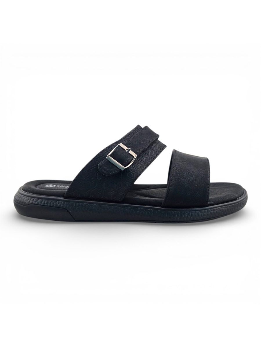 Black Comfort Open Toe Slide Sandals