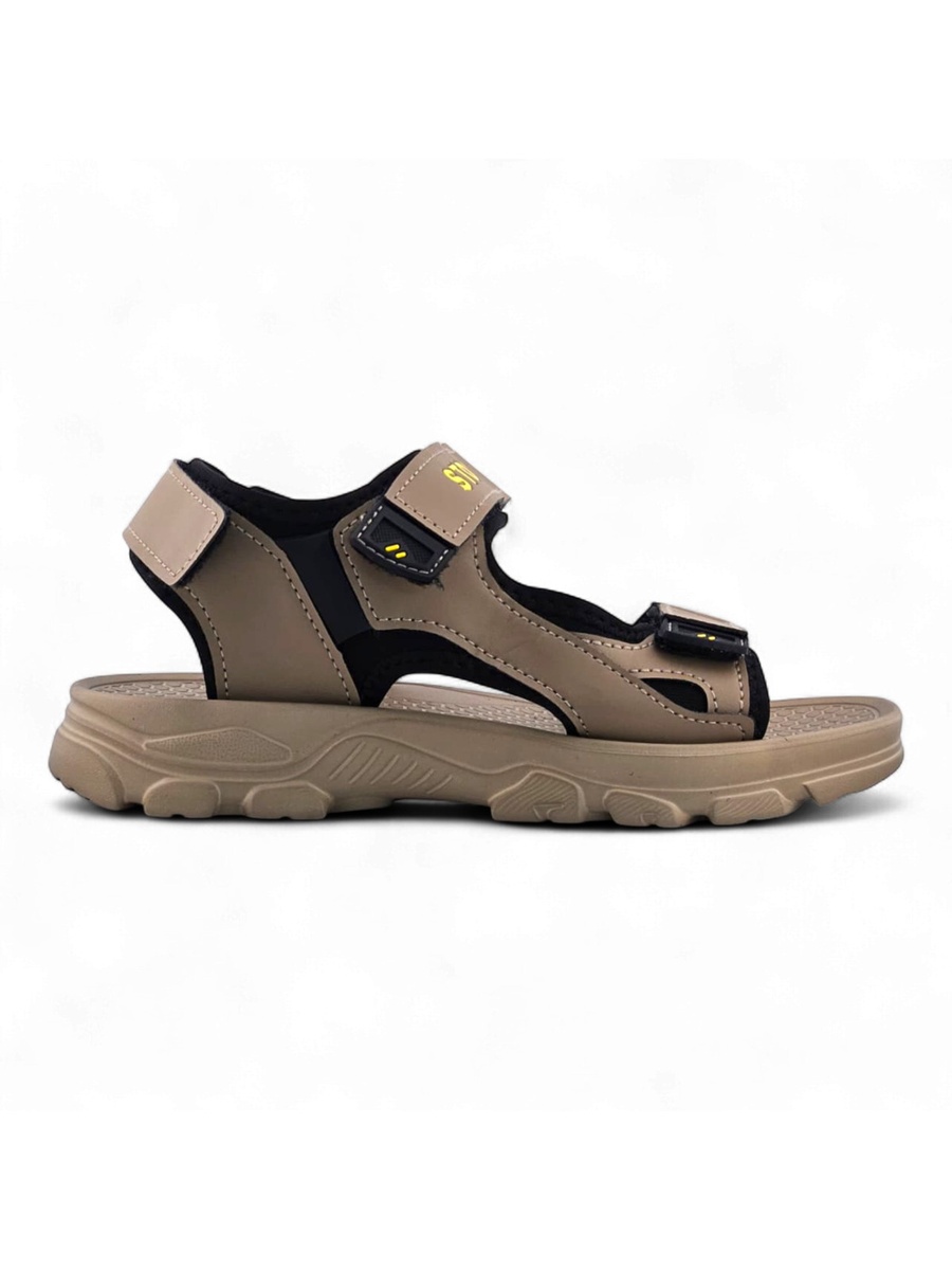 Men Khaki Hook and Loop Sport Sandals