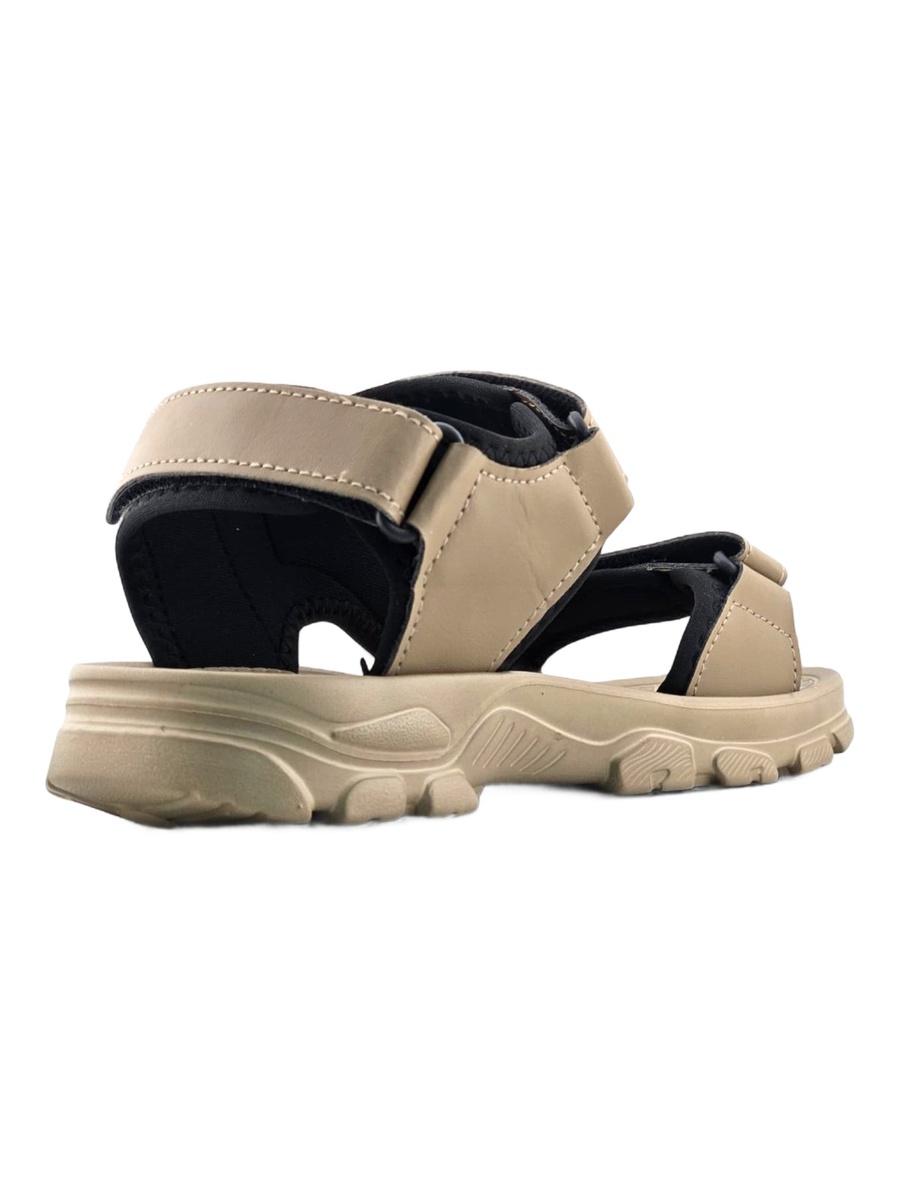 Men Khaki Hook and Loop Sport Sandals