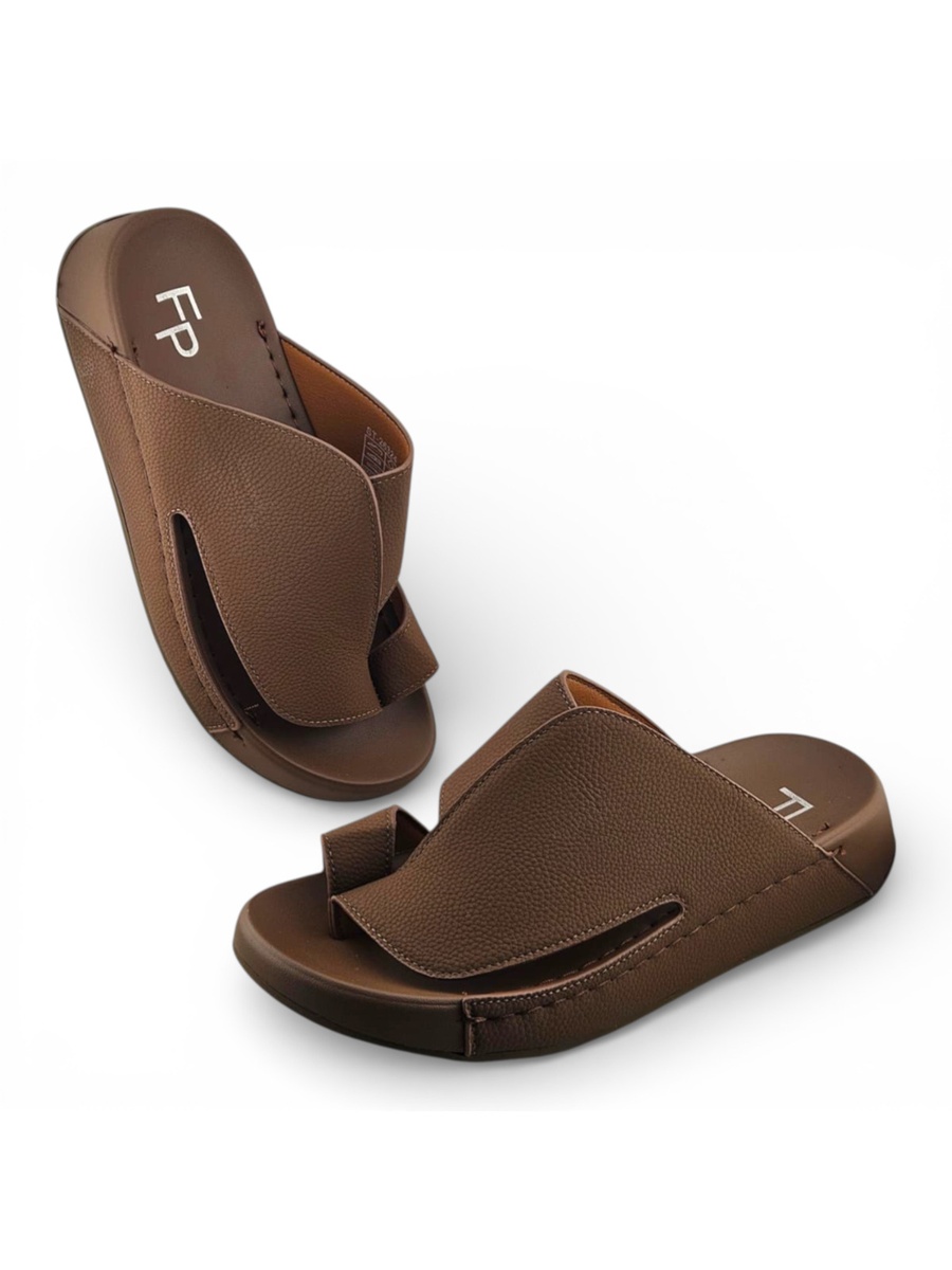 Men Tan Leather Casual Sandals