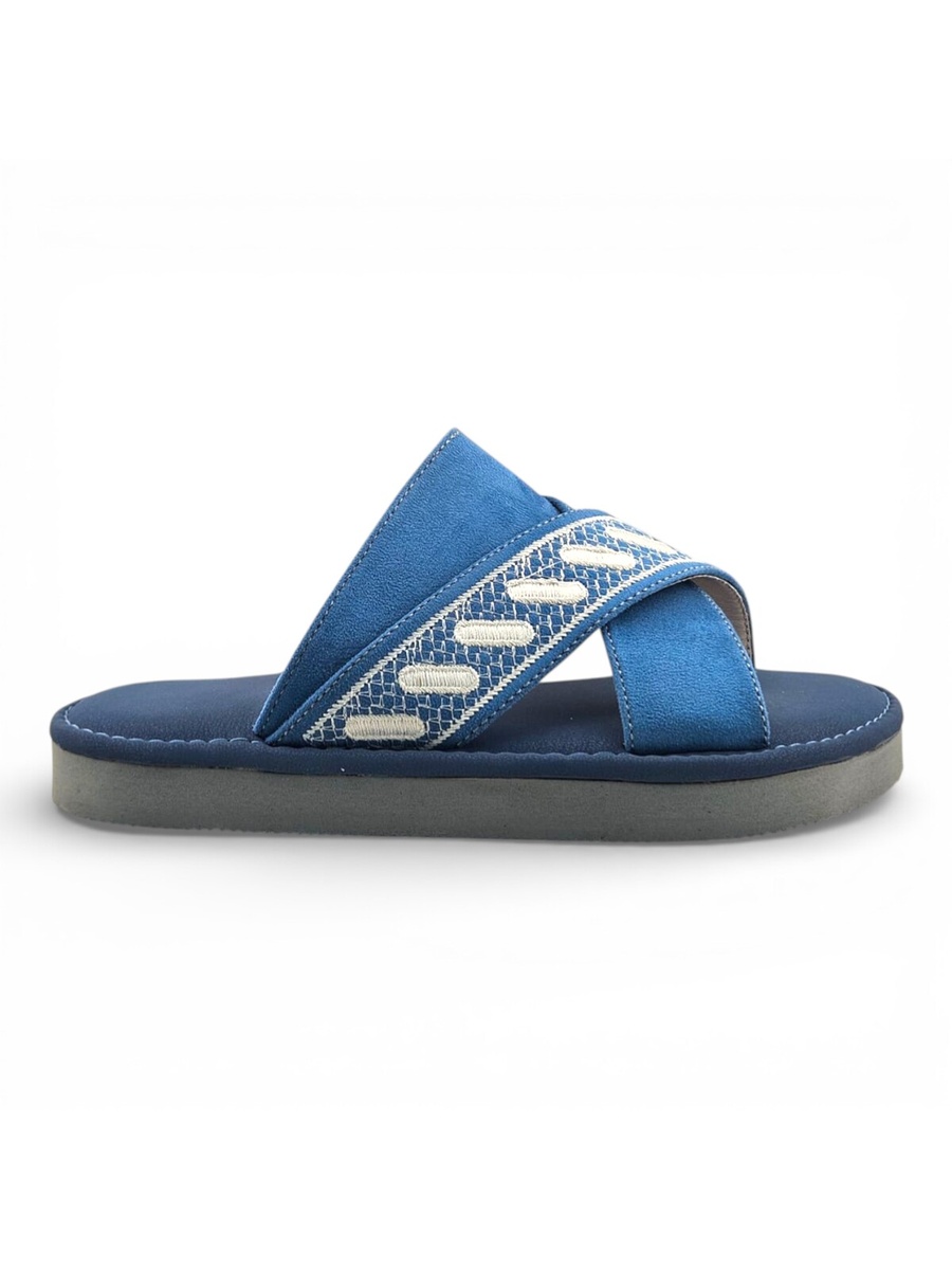 Boys Blue Geo Cross-Strap Arabic Slippers