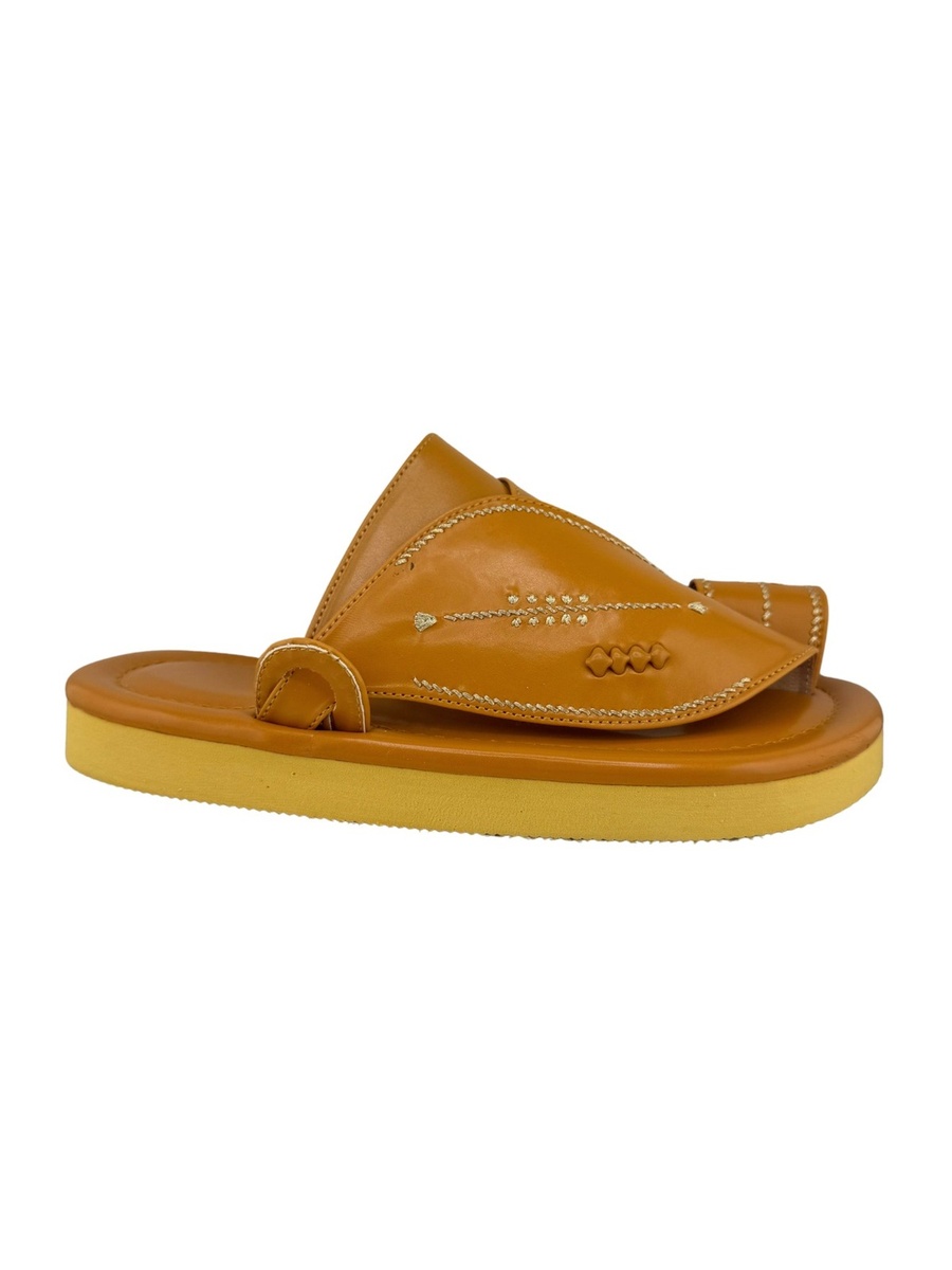Mustard Embroidered Arabic Sandals