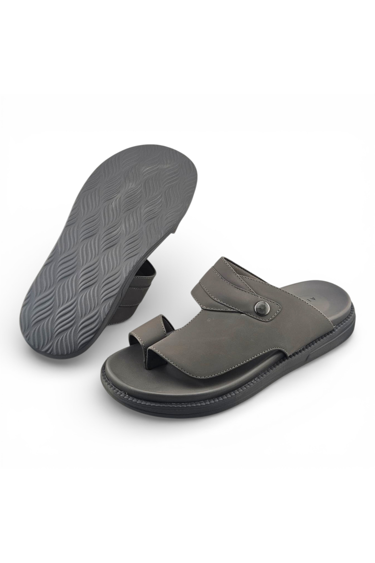 Grey Slip-On Arabic Sandals