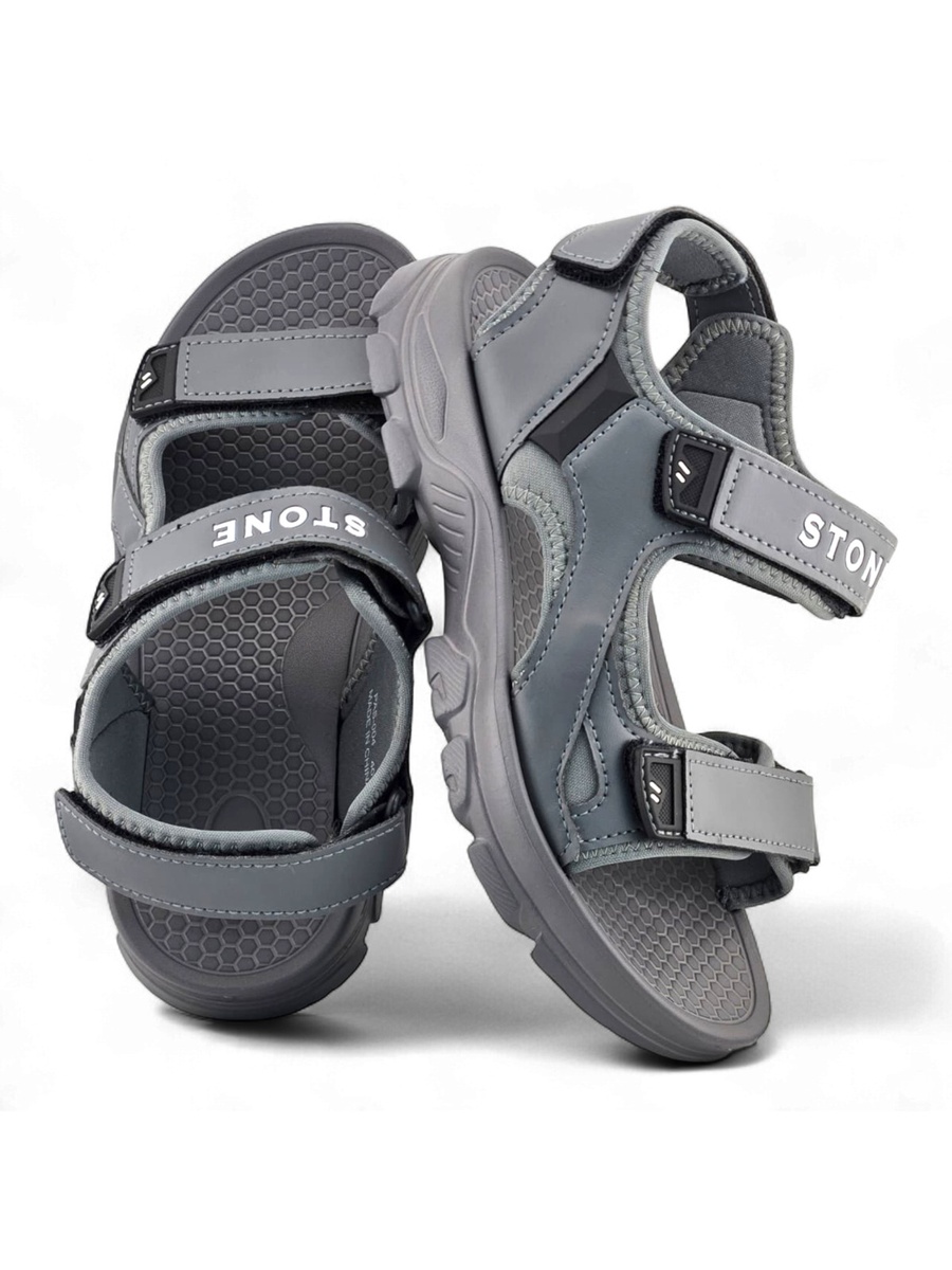 Men Grey Casual Sandals with Adjustable Straps