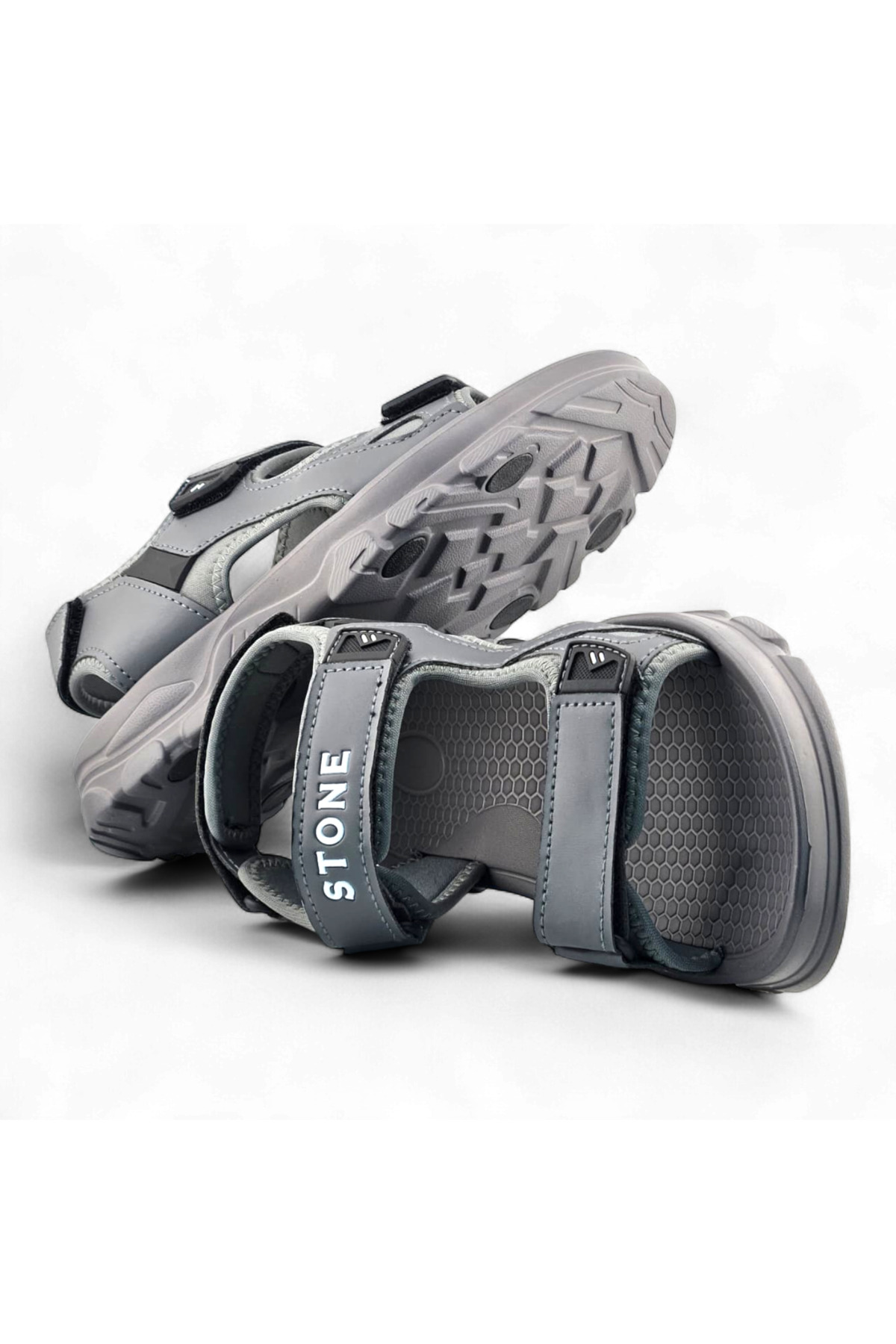 Men Grey Casual Sandals with Adjustable Straps