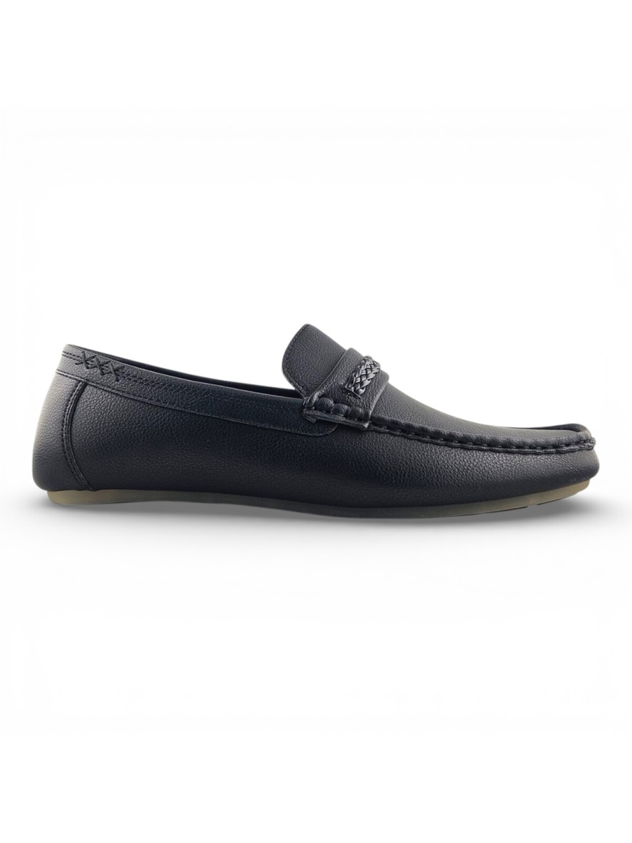 Men Black Slip-On Loafers - Comfortable Everyday Shoes