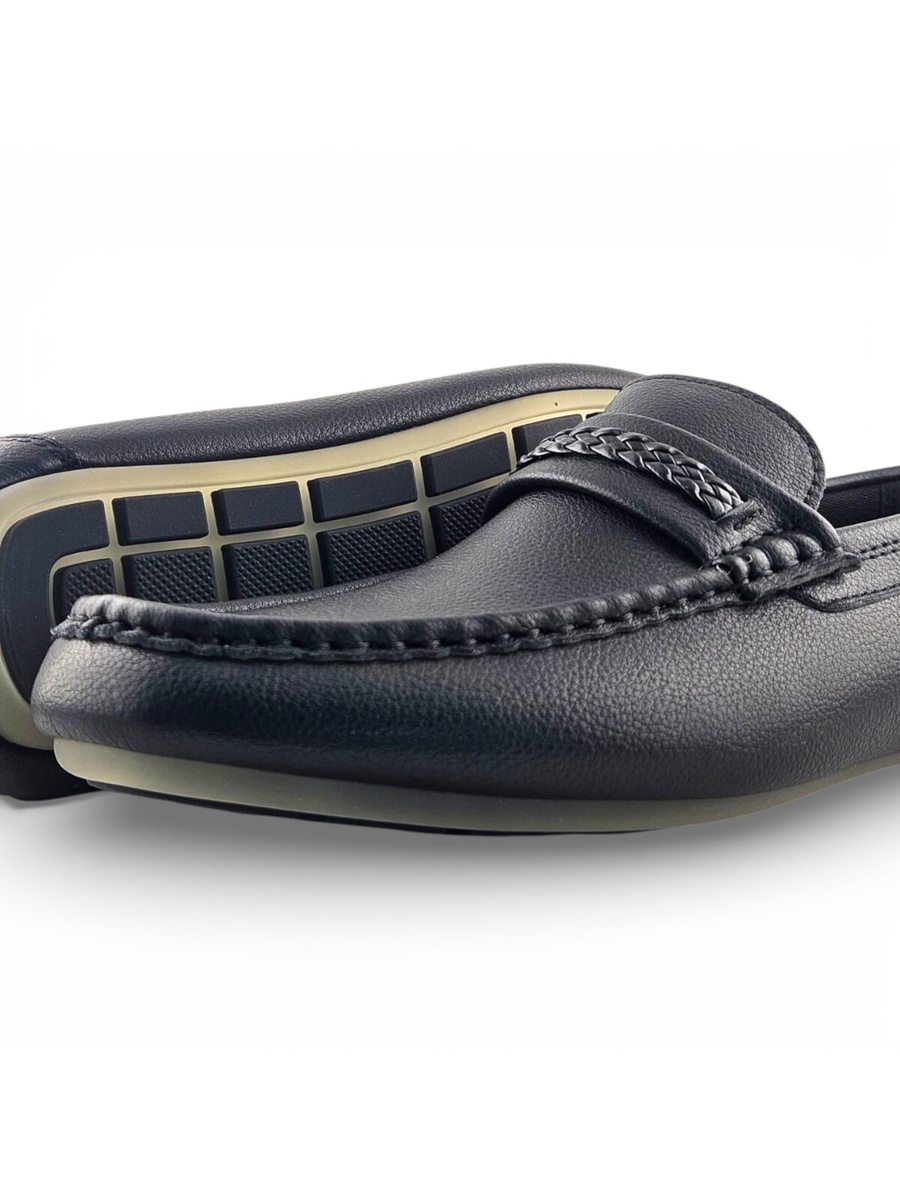 Men Black Slip-On Loafers - Comfortable Everyday Shoes
