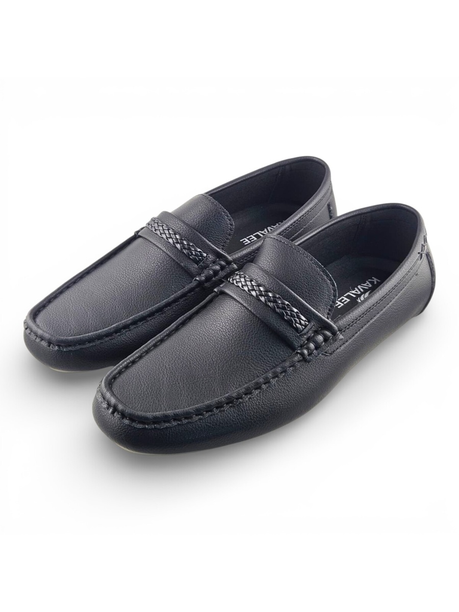 Men Black Slip-On Loafers - Comfortable Everyday Shoes