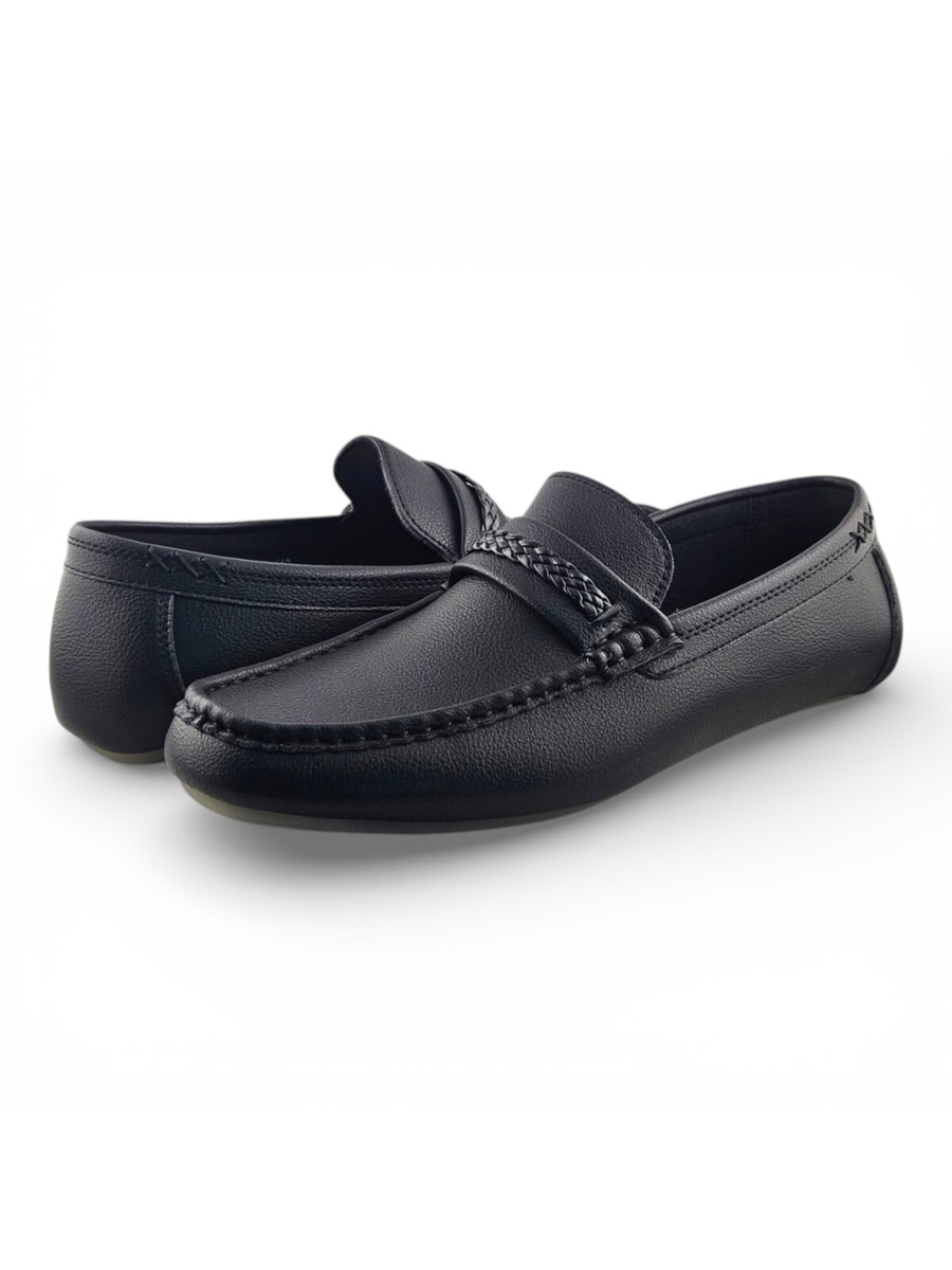 Men Black Slip-On Loafers - Comfortable Everyday Shoes