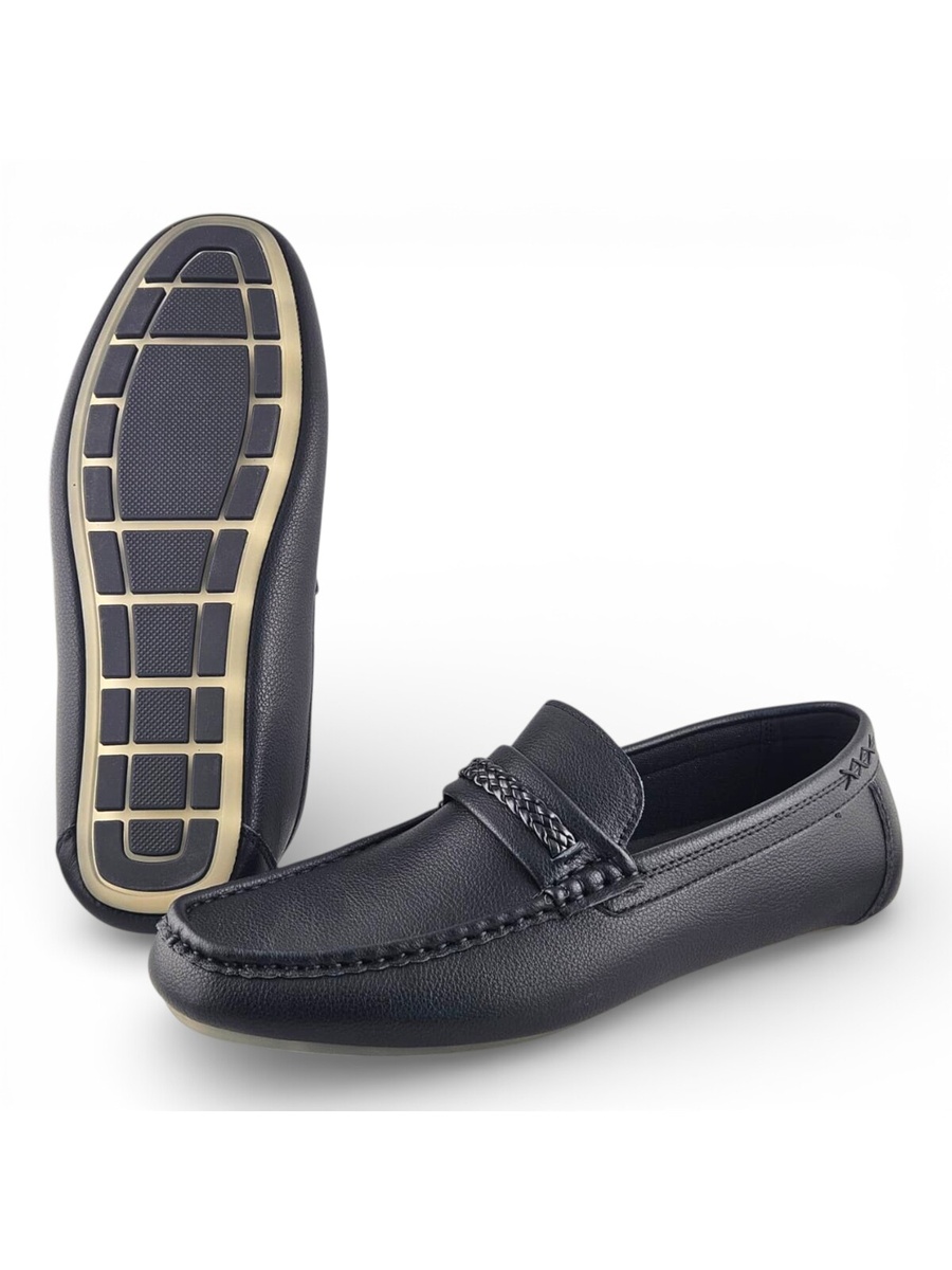 Men Black Slip-On Loafers - Comfortable Everyday Shoes