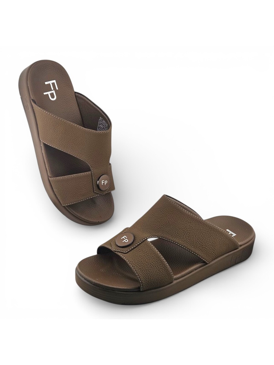 Men Khaki Slip-On Casual Sandals