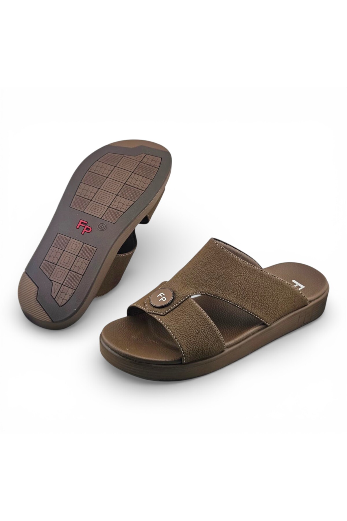 Men Khaki Slip-On Casual Sandals