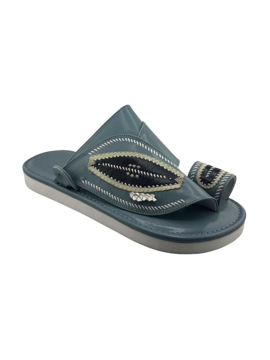 Blue Embroidered Arabic Sandals
