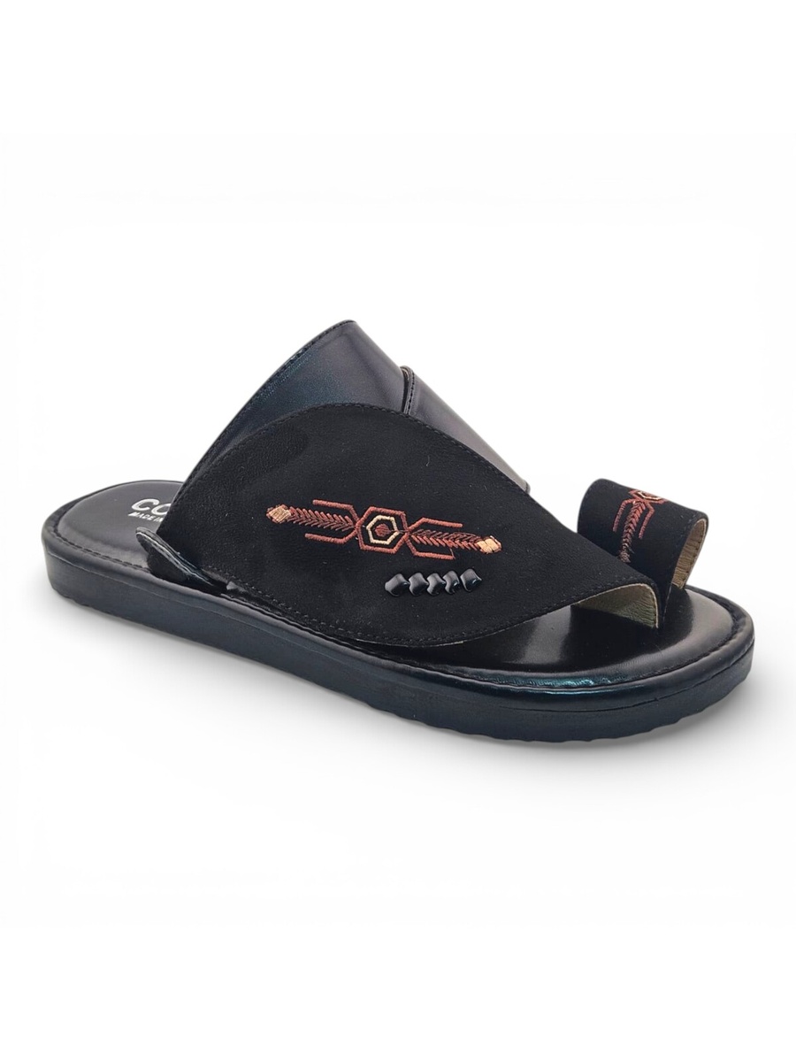 Black Embroidered Arabic Sandals