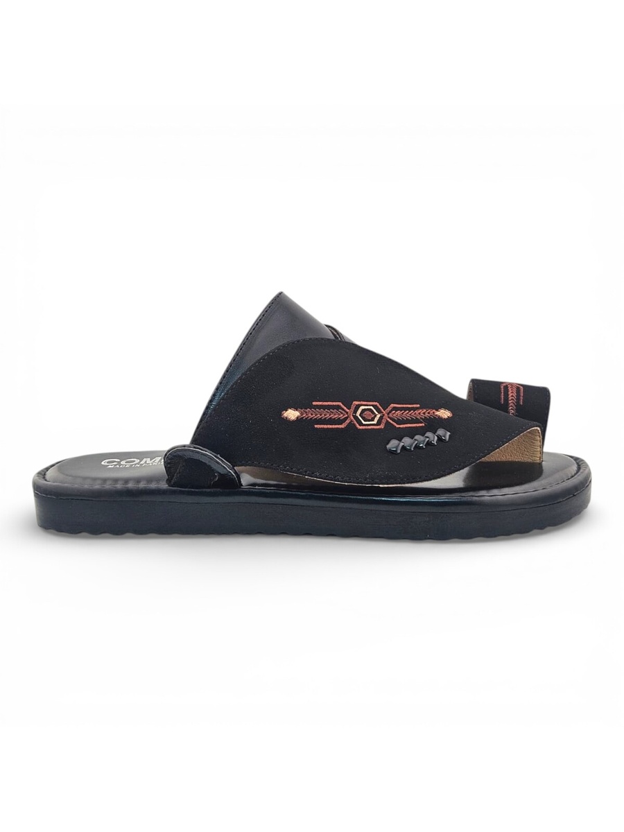 Black Embroidered Arabic Sandals