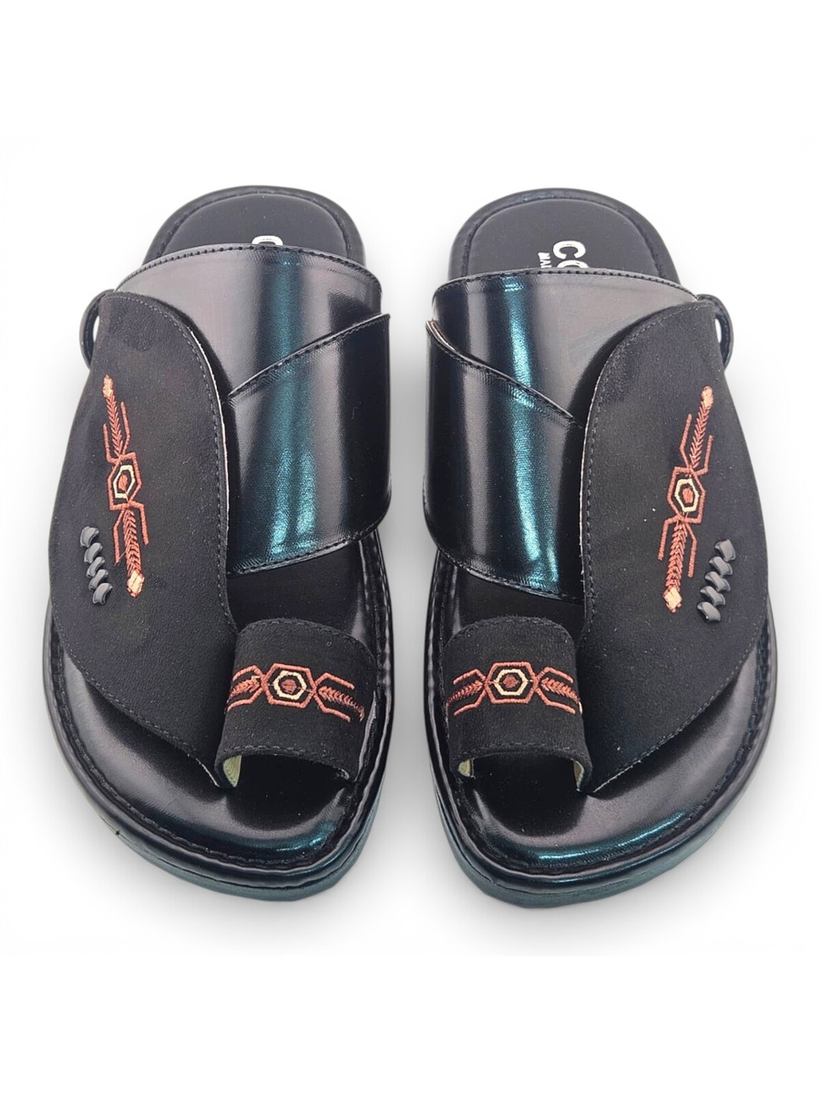 Black Embroidered Arabic Sandals