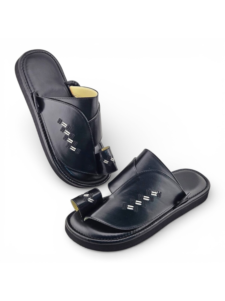 Men Black Leather Arabic Sandals