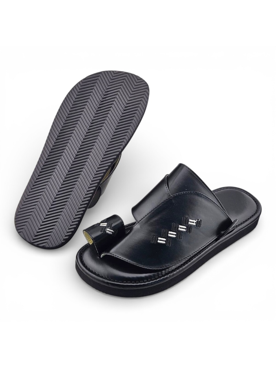 Men Black Leather Arabic Sandals
