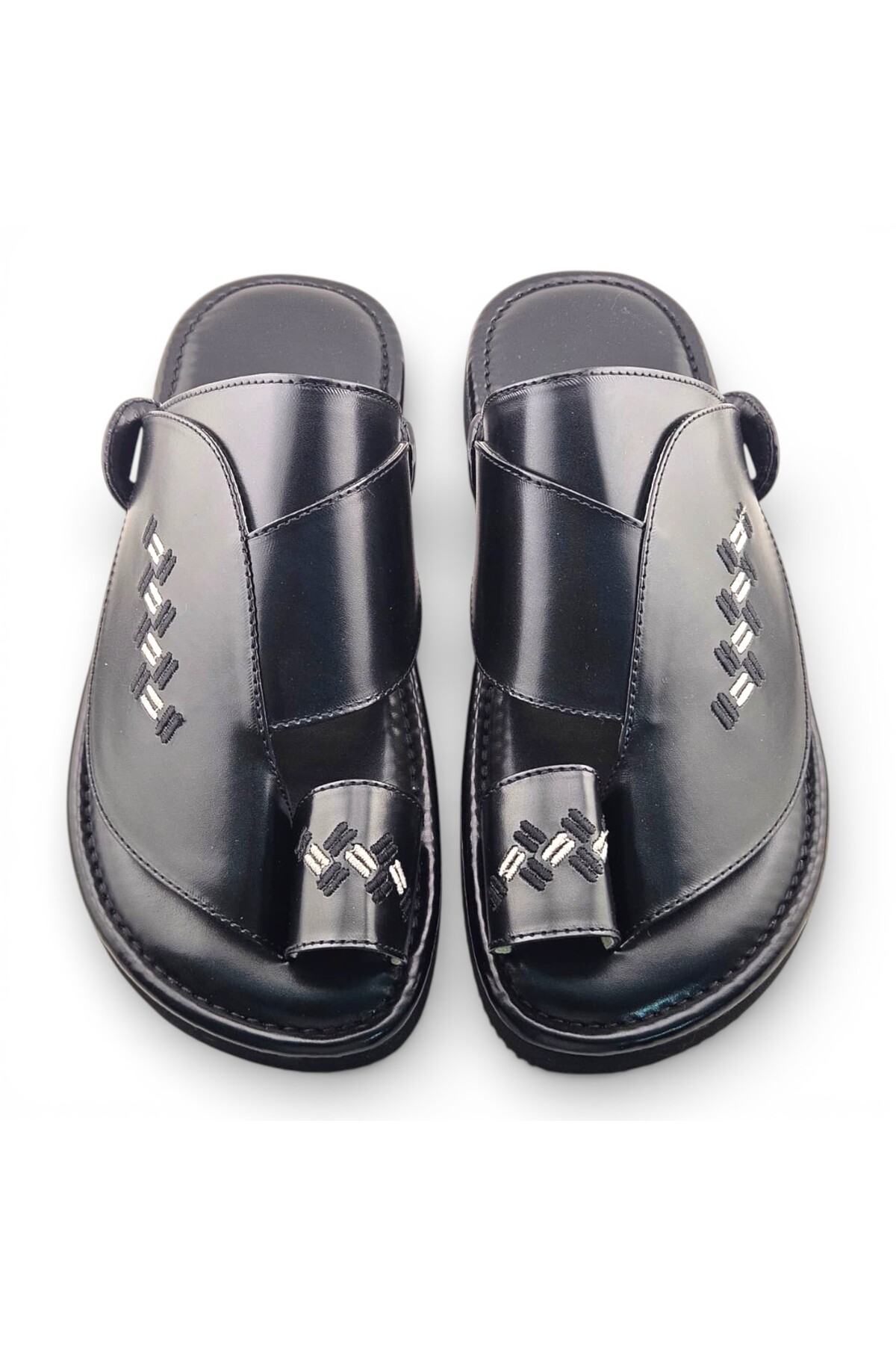 Men Black Leather Arabic Sandals