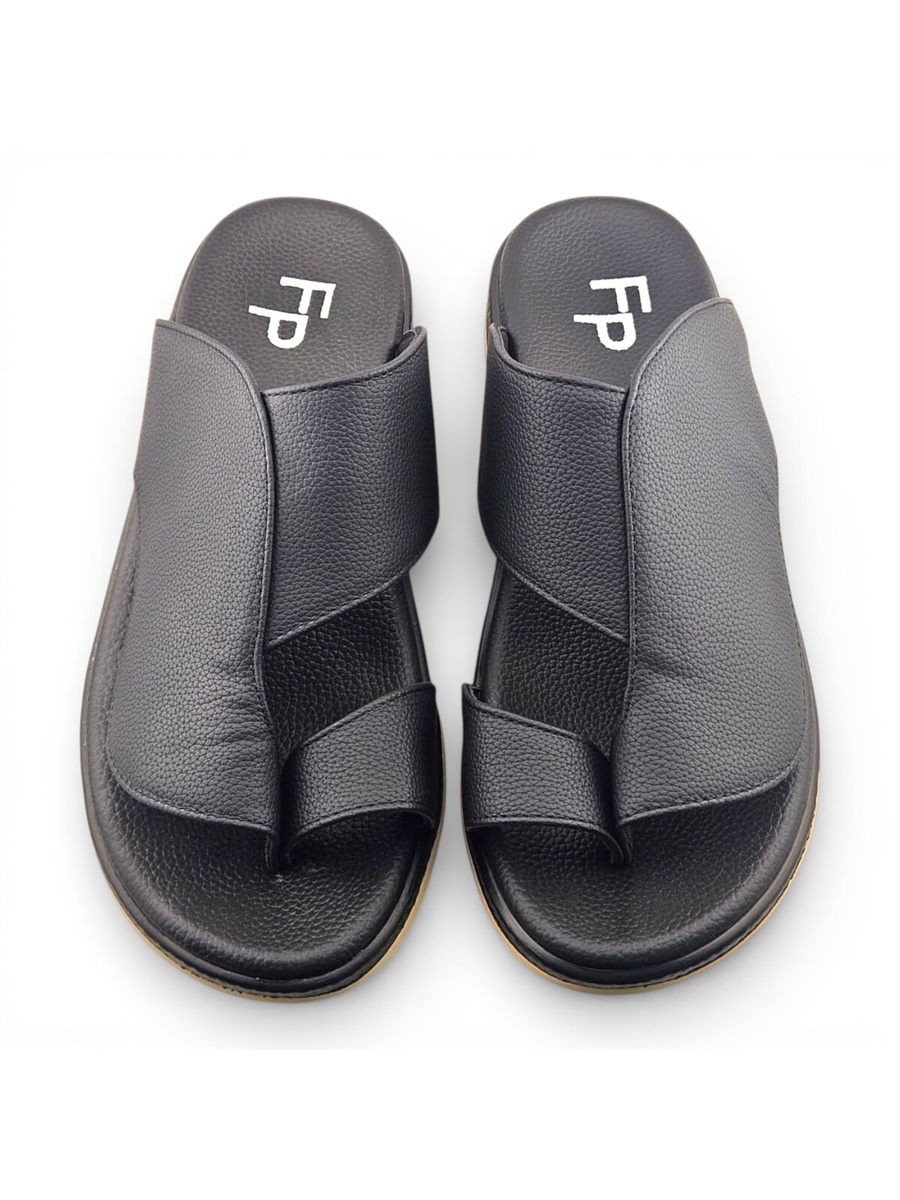 Men Black Leather Casual Sandals - Comfort Fit