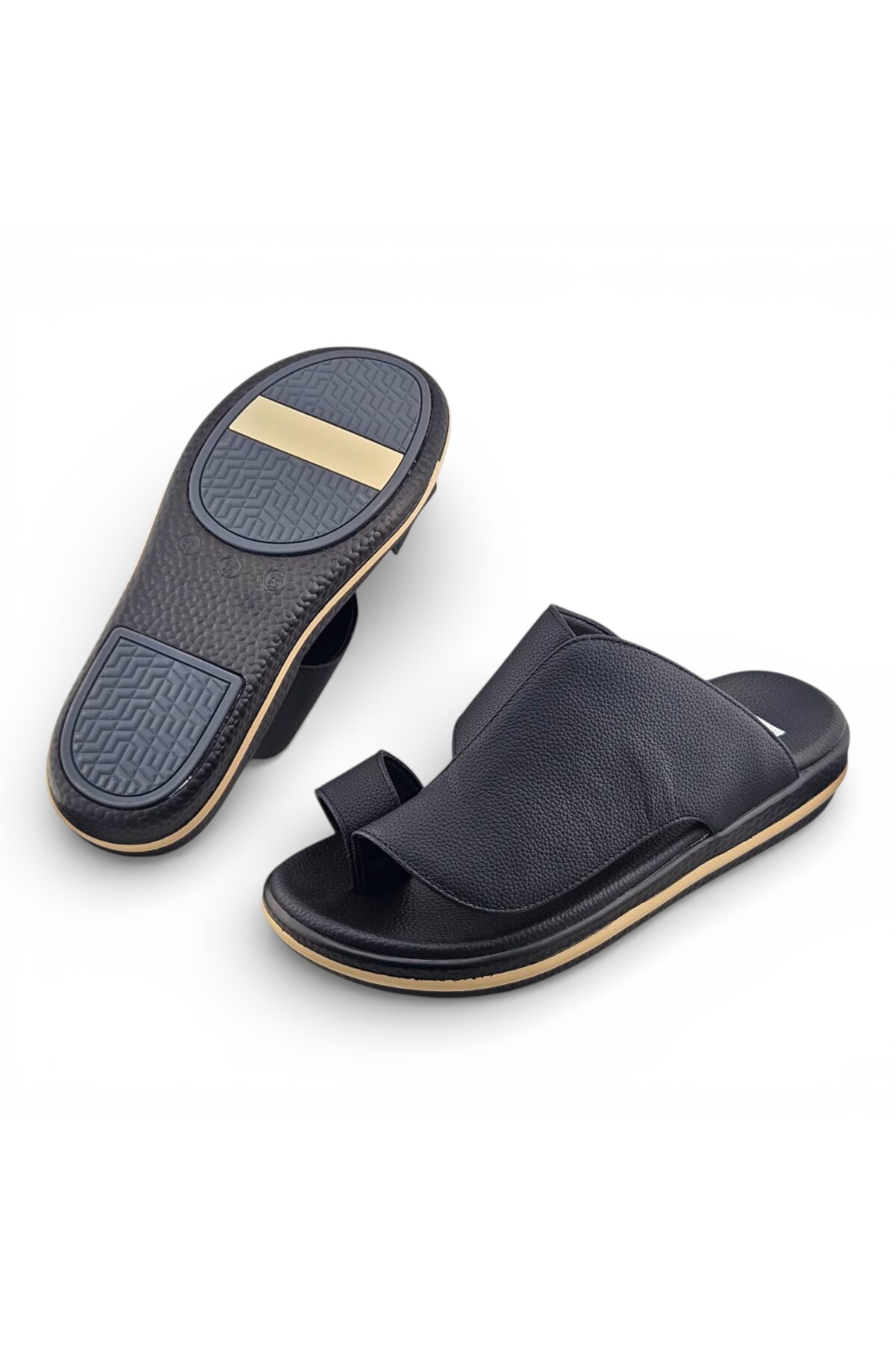 Men Black Leather Casual Sandals - Comfort Fit