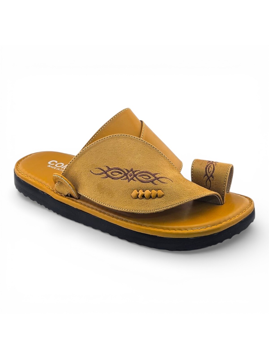 Mustard Embroidered Arabic Sandals