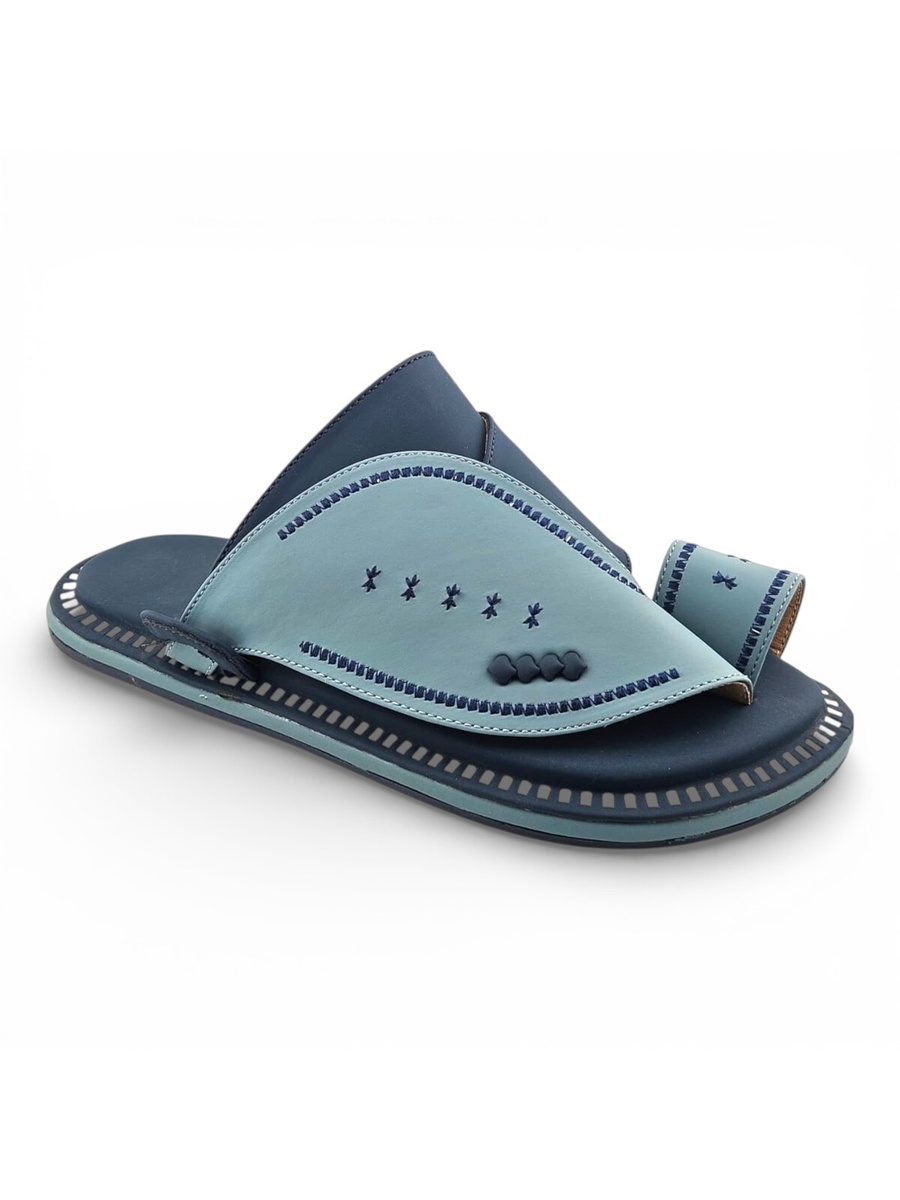 Men Light Blue Casual Sandals with Decorative Stitching