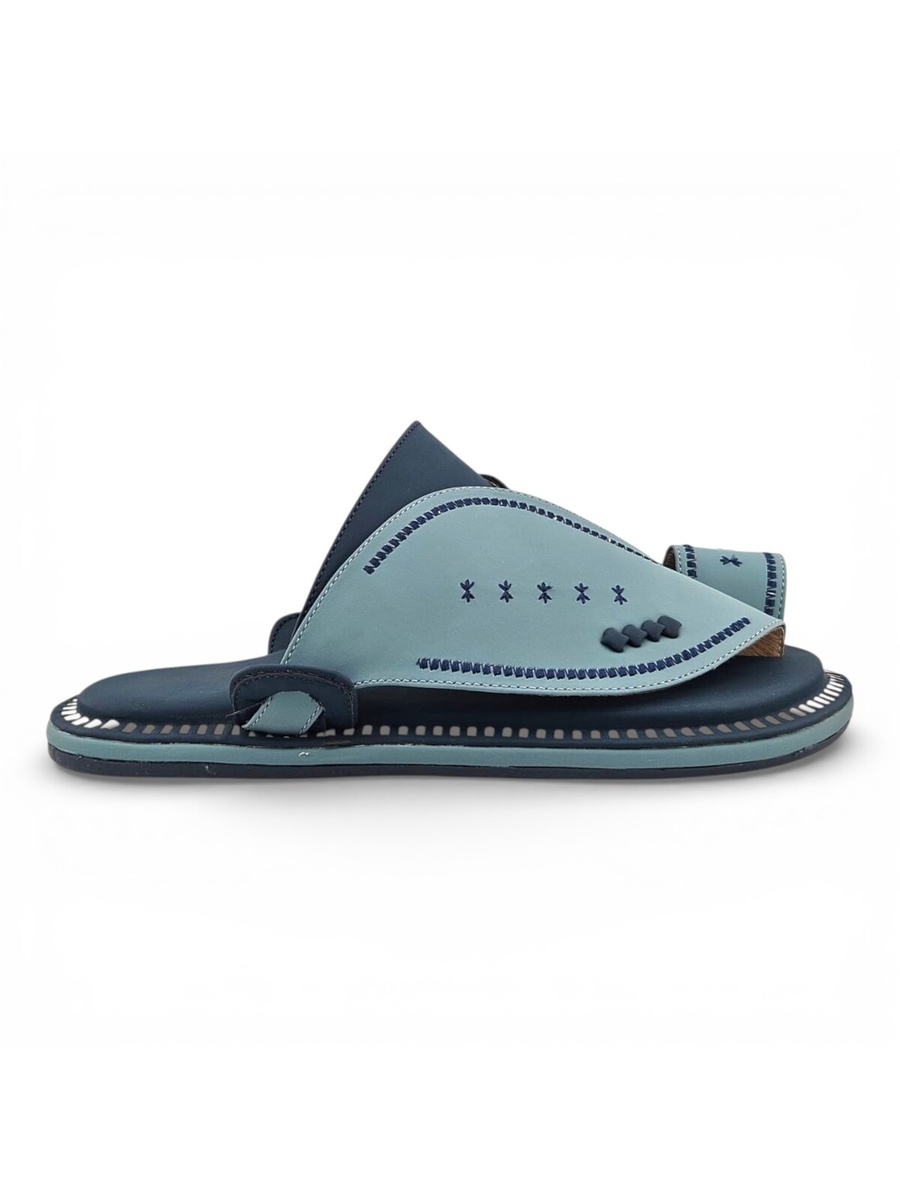 Men Light Blue Casual Sandals with Decorative Stitching