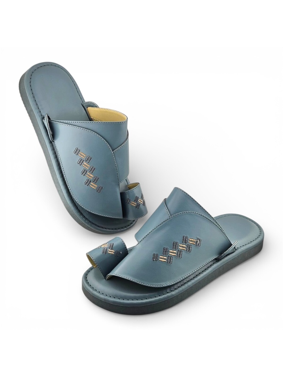 Light Blue Men Arabic Sandals - Traditional Comfort Slip-Ons