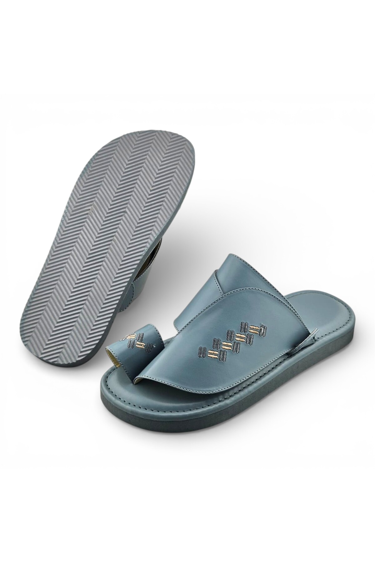 Light Blue Men Arabic Sandals - Traditional Comfort Slip-Ons