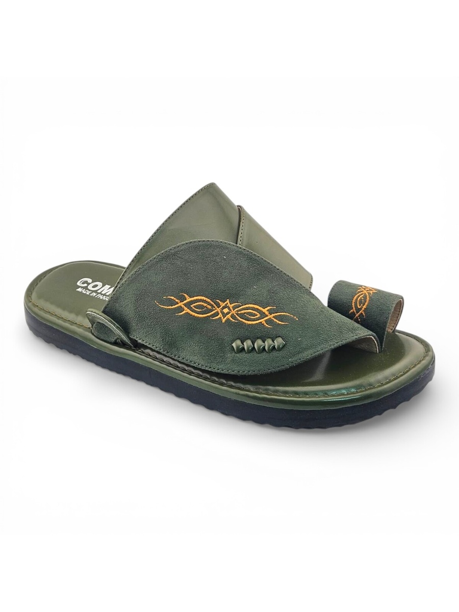 Green Embroidered Arabic Sandals