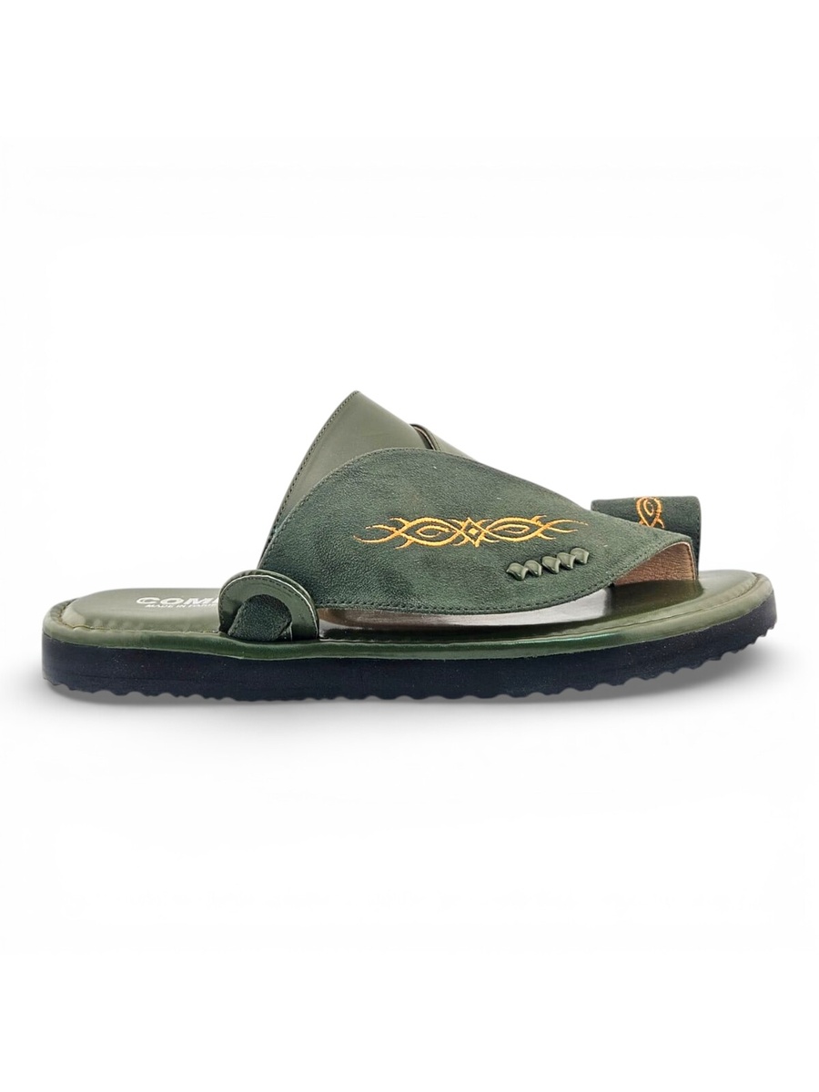 Green Embroidered Arabic Sandals