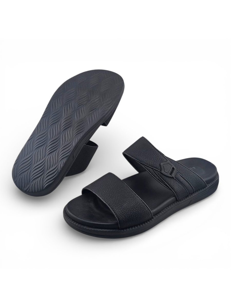 Black Comfort Open Toe Slide Sandals