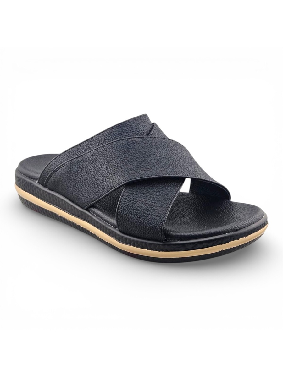 Men Black Criss-Cross Casual Sandals