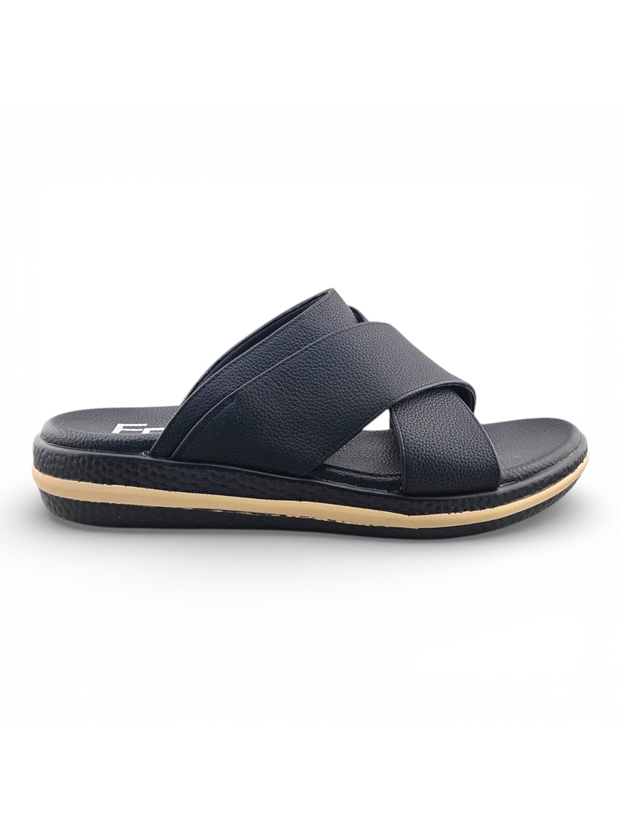 Men Black Criss-Cross Casual Sandals