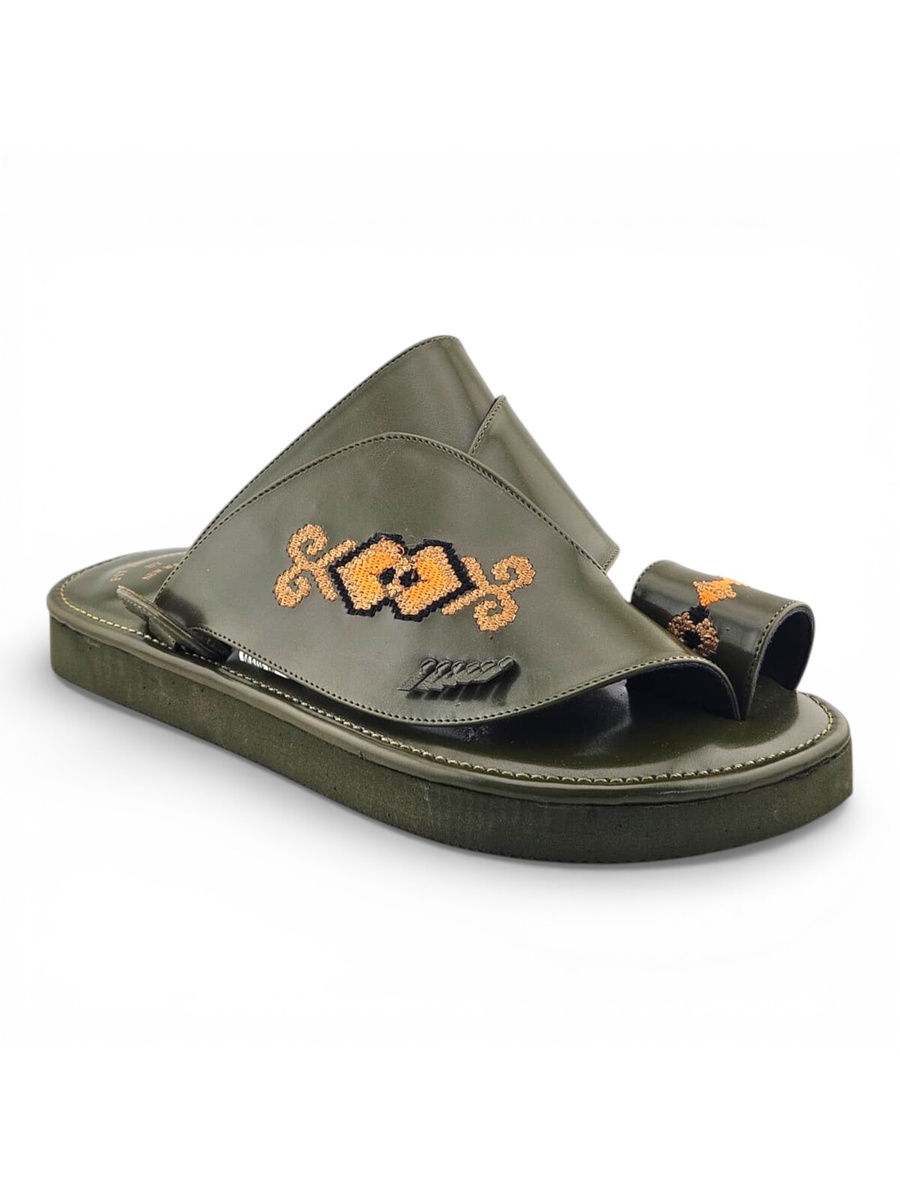Men Olive Arabic Leather Sandals
