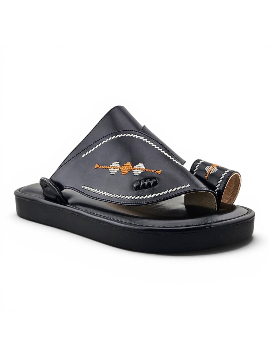 Black Embroidered Arabic Sandals