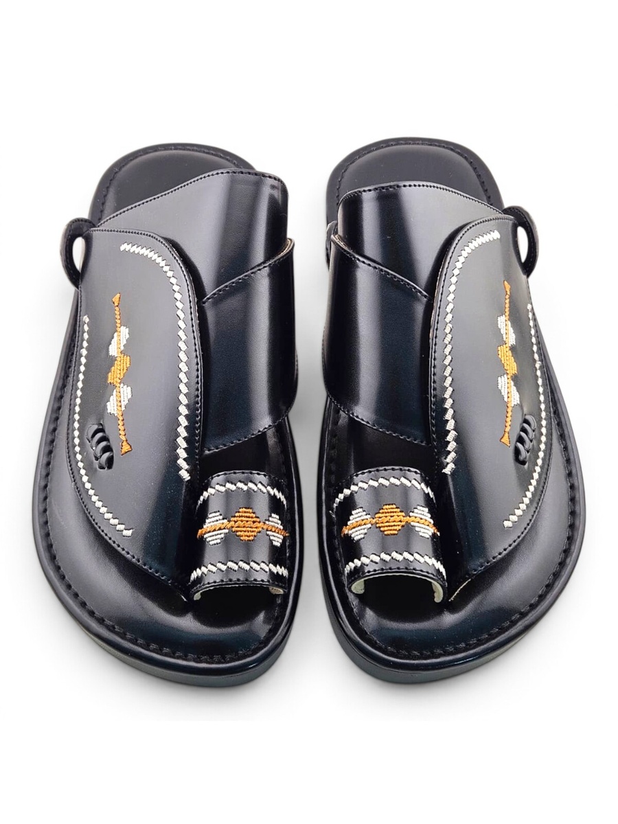 Black Embroidered Arabic Sandals