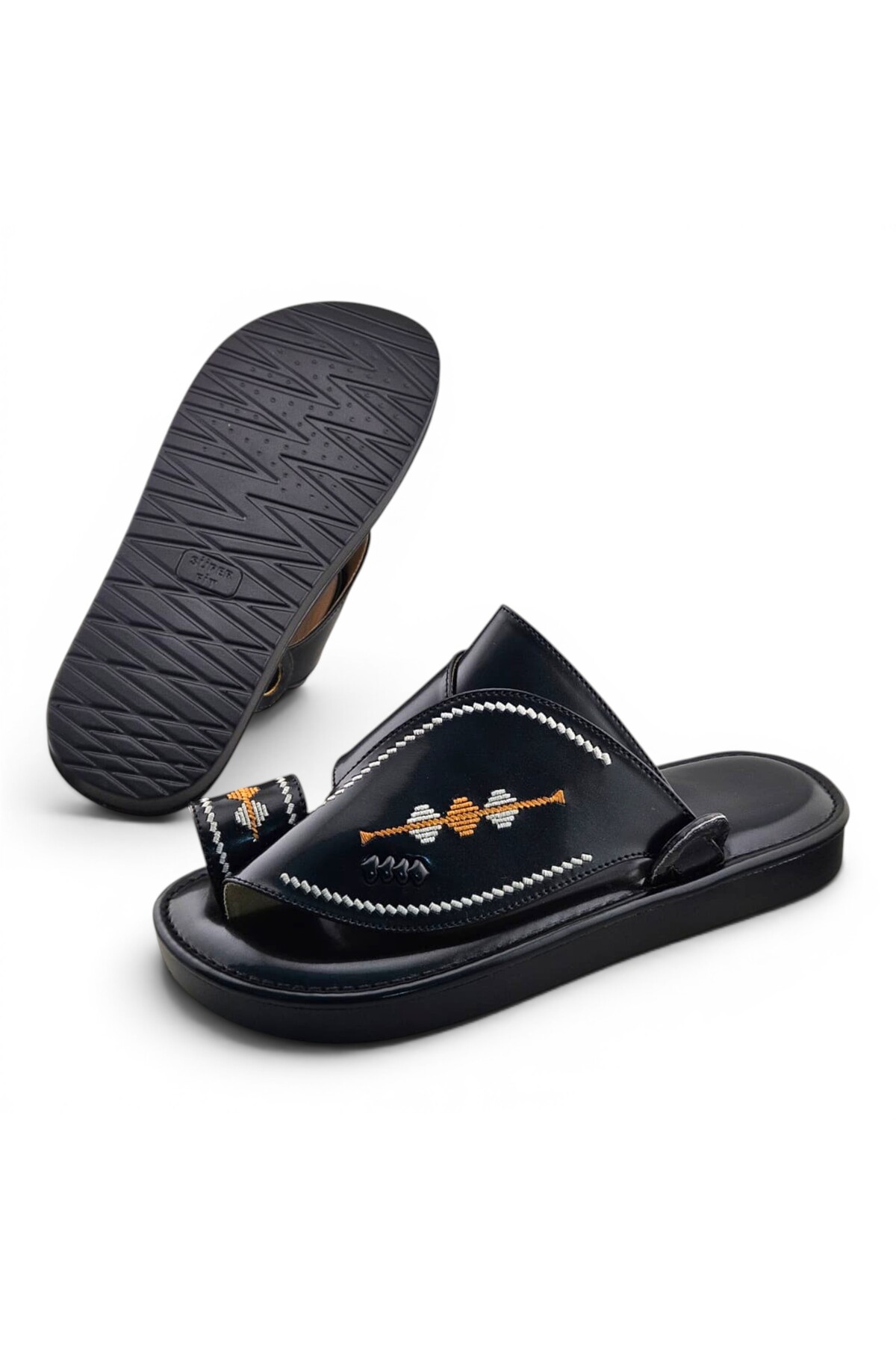 Black Embroidered Arabic Sandals