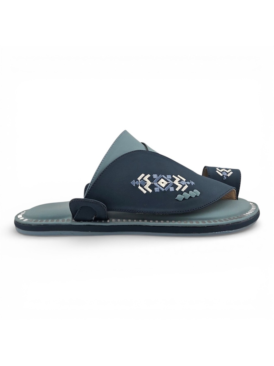 Men Navy Blue Full Slipper Sandals