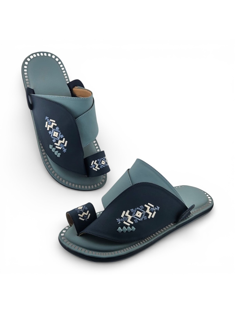 Men Navy Blue Full Slipper Sandals