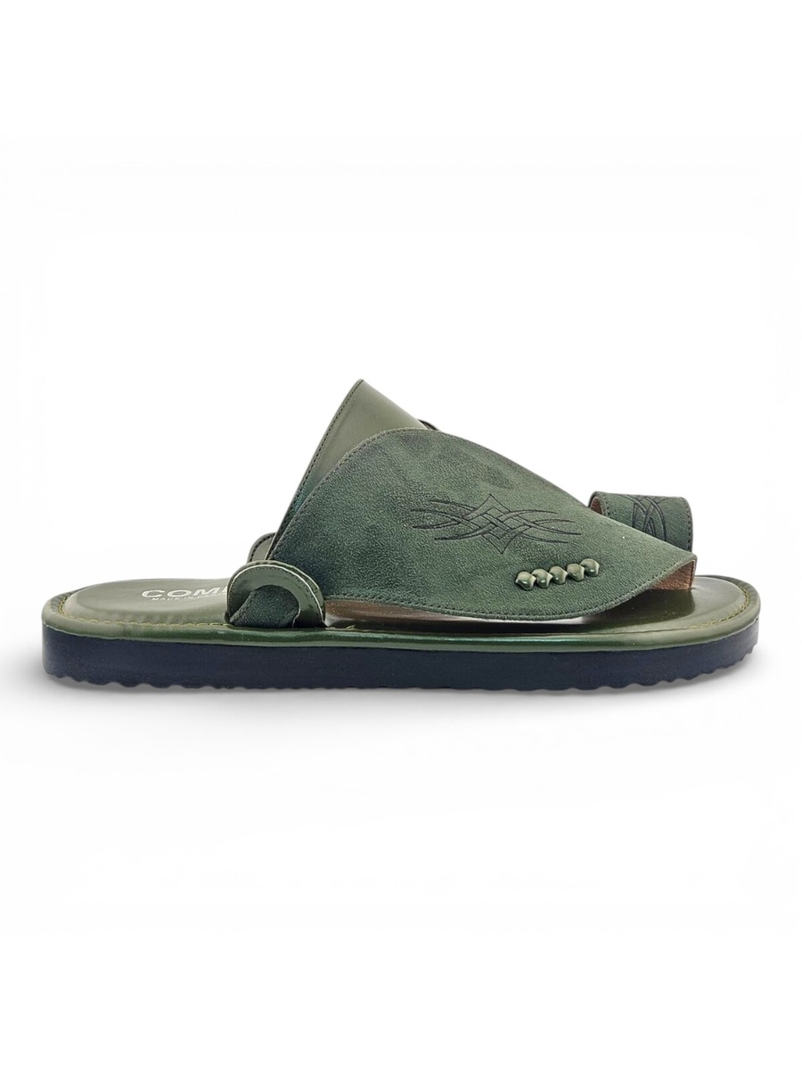 Green Embroidered Arabic Sandals