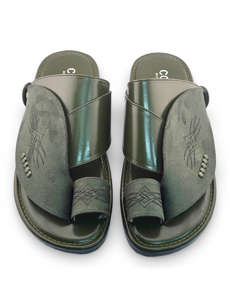 Green Embroidered Arabic Sandals