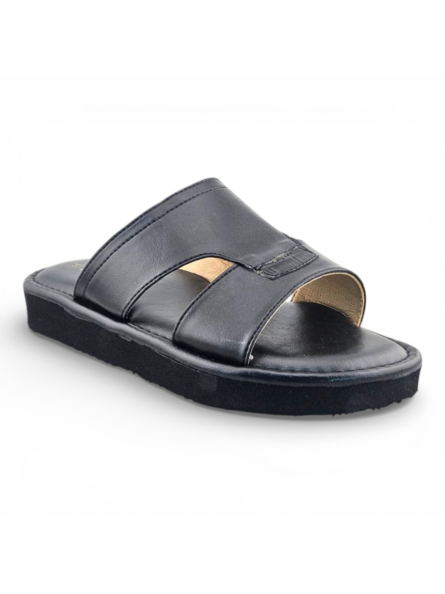 Boys Black Open Toe Soft Slippers